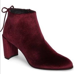 Stuart Weitzman Bordeaux Velvet Lofty Bootie 37.5